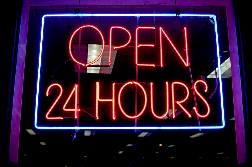 neon open 24 hours sign